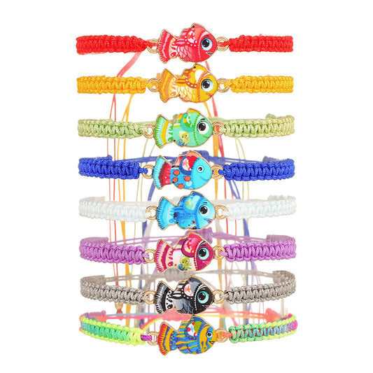 European and American new hand jewelry cartoon fish bracelet combination student girlfriend gift weaving adjustable stacked bracelet woman