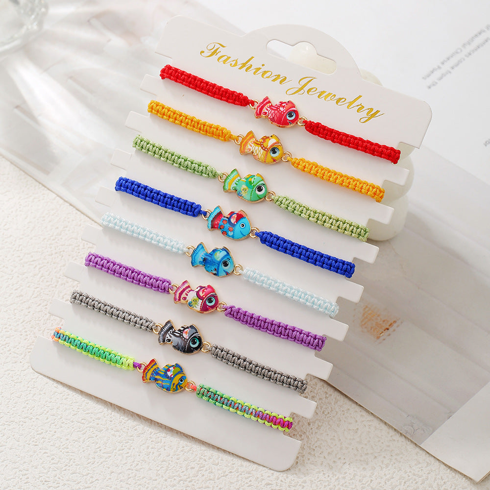 Cross-border hot-selling sweet and cute soft pottery flower bracelet, hand-woven hand rope, fashionable and simple adjustable bracelet combination