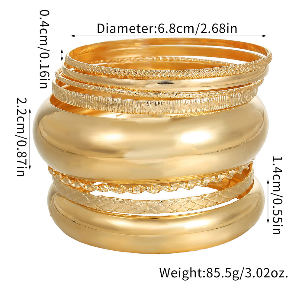 European and American cross-border hand jewelry stacked curved smooth twist bracelet simple geometric metal bracelet set