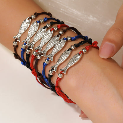Europe and the United States cross-border adjustable metal fish bracelet simple and versatile stacking wearing hand rope friendship couple jewelry spot wholesale