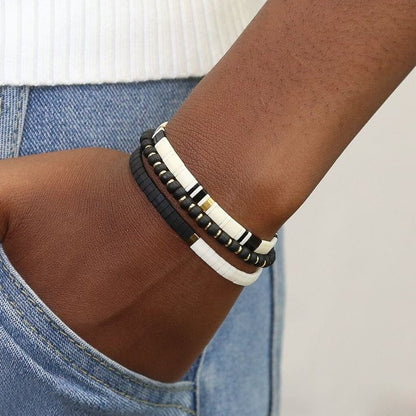 Cross-border TILA pull beads black matte handmade beaded bracelet European and American beach wind ins wind couple friendship bracelet
