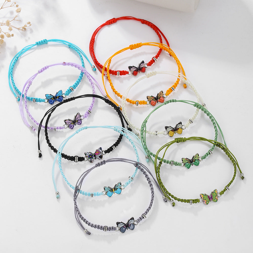 Cross-border hot-selling hand jewelry, personalized butterfly bracelet, female student girlfriend gift weaving, adjustable stacking bracelet for women