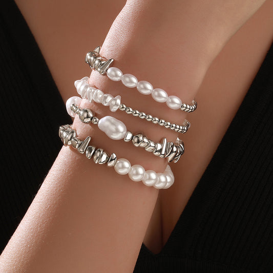 European and American cross-border hand jewelry ins wind irregular beaded crystal jewelry baroque special-shaped imitation pearl jewelry women