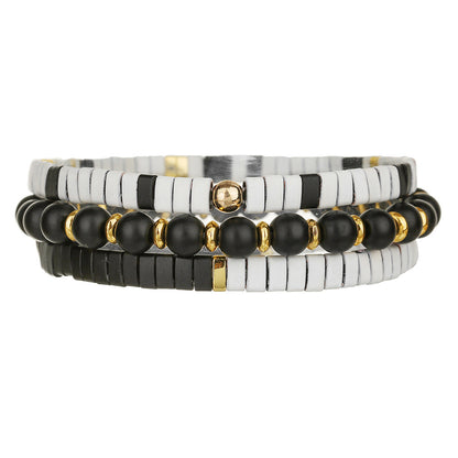 Cross-border TILA pull beads black matte handmade beaded bracelet European and American beach wind ins wind couple friendship bracelet
