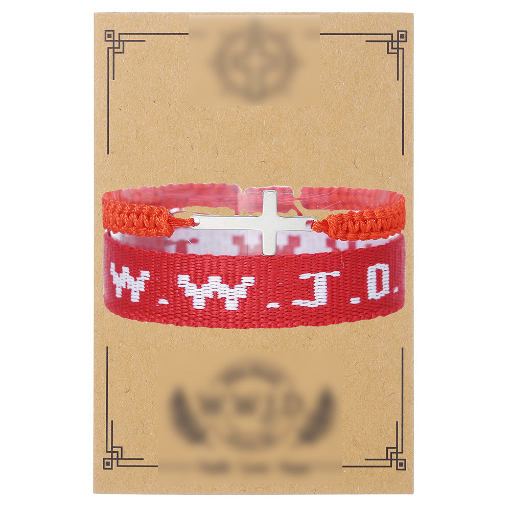 Cross-border hot-selling WWJD cross bracelet bracelet, natural stone unisex charm, faith, friendship, soft ceramic bracelet