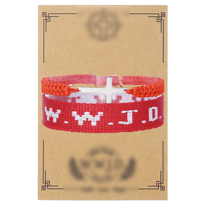 Cross-border hot-selling WWJD cross bracelet bracelet, natural stone unisex charm, faith, friendship, soft ceramic bracelet