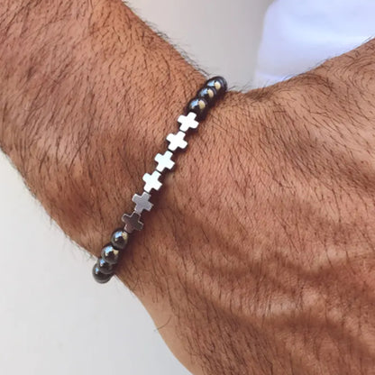 European and American cross-border new versatile cross-border elephant bracelet set, men's black gallstone rare beaded elastic bracelet