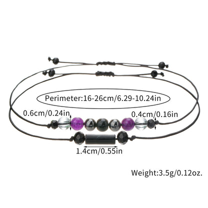 Cross-border new woven handmade beaded stone bracelet cylindrical amethyst tiger eye powder crystal bracelet couple friendship bracelet