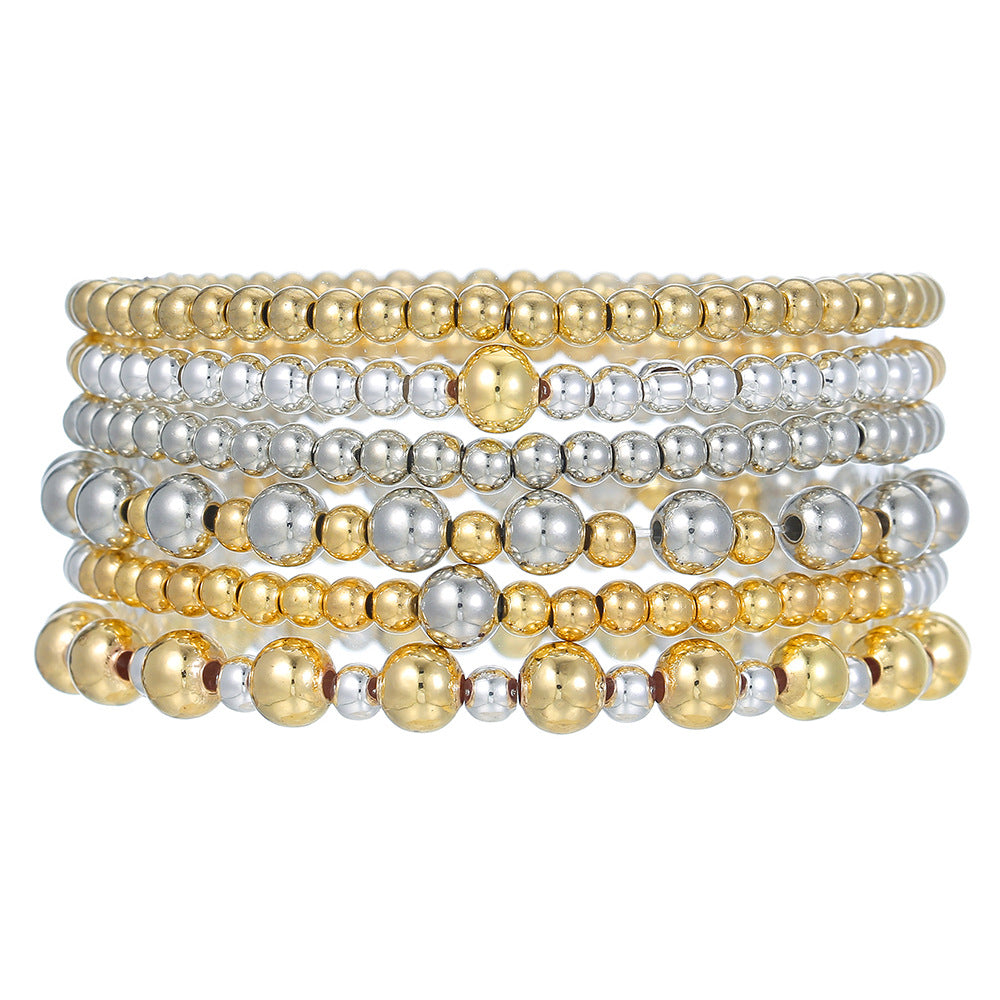 Cross-border hot-selling CCB fashion simple beaded bracelet retro high-grade elastic beaded stacking bracelet set