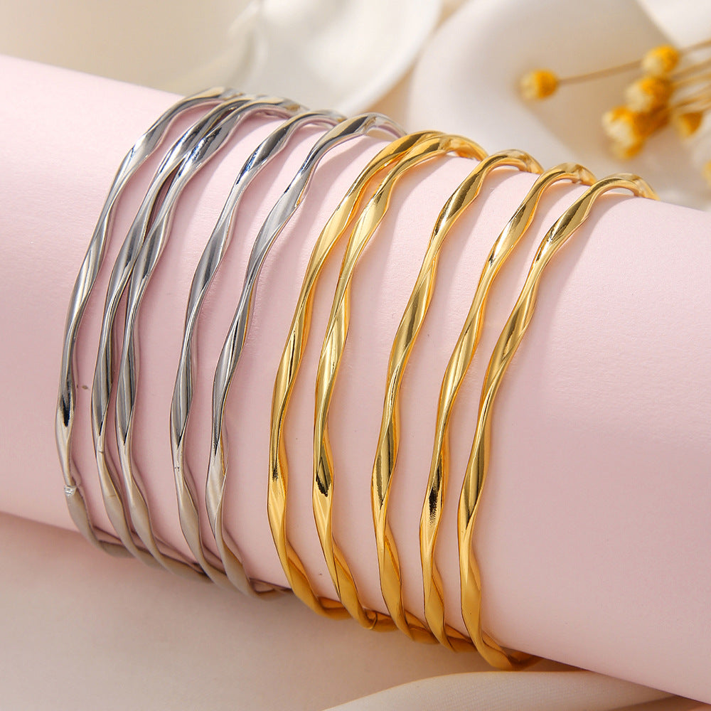 Live broadcast hot-selling Mobius bracelet set plain circle gold niche design simple irregular bracelet bracelet women