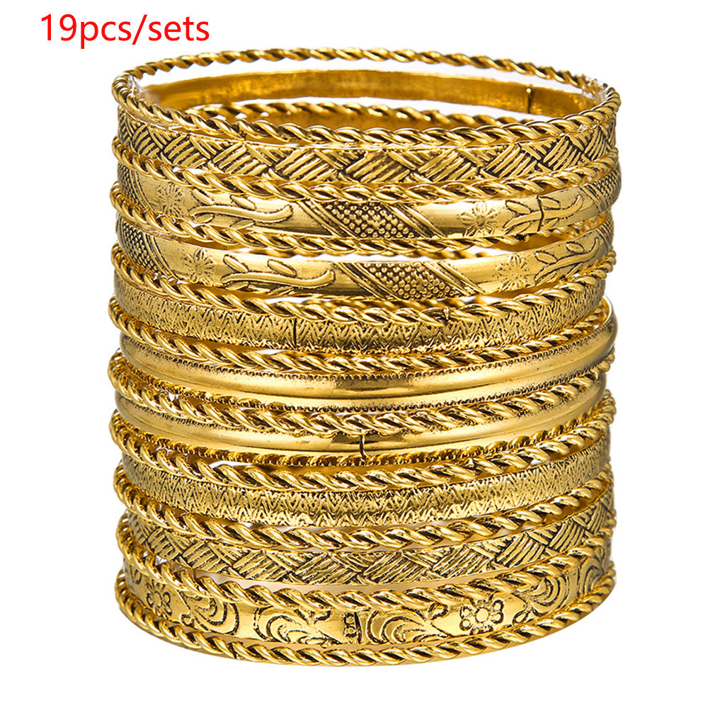 Cross-border Hot Sale Gold Plated Bracelet Women's Jewelry African Gold Bracelet Geometric Metal Wedding Bridal Gift Bracelet