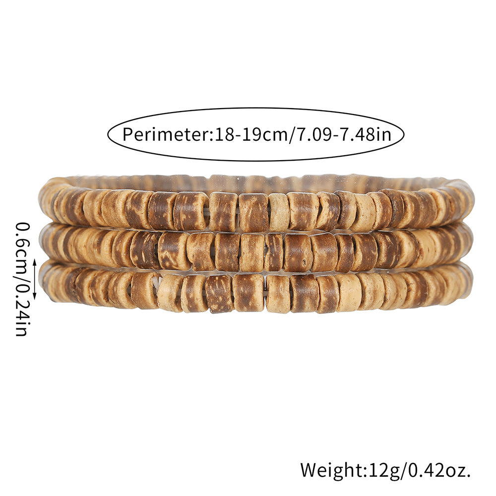 Europe and the United States cross-border coconut shell bracelet men's hip-hop punk retro multi-layer stacking suit jewelry summer bracelet wholesale