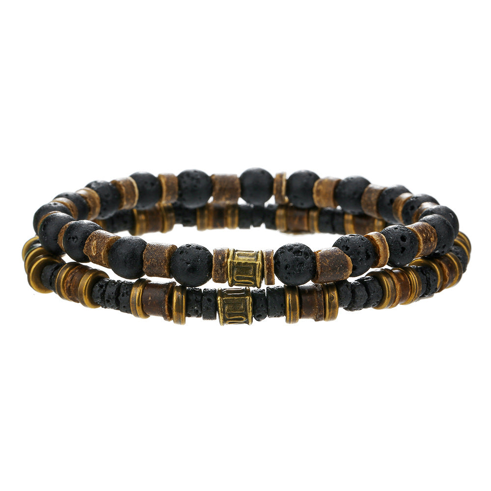 Cross-border vacation wind wood bead coconut shell bracelet bohemian versatile high-end sense beaded men's bracelet coconut shell bracelet