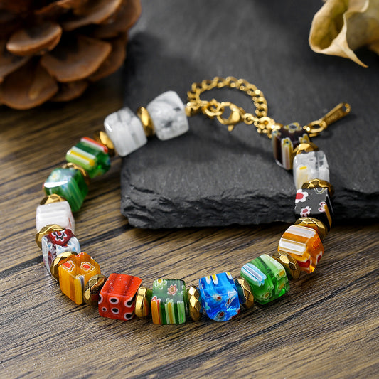 Handmade Murano Glazed Crystal Bracelet | Thousand Flowers Beaded