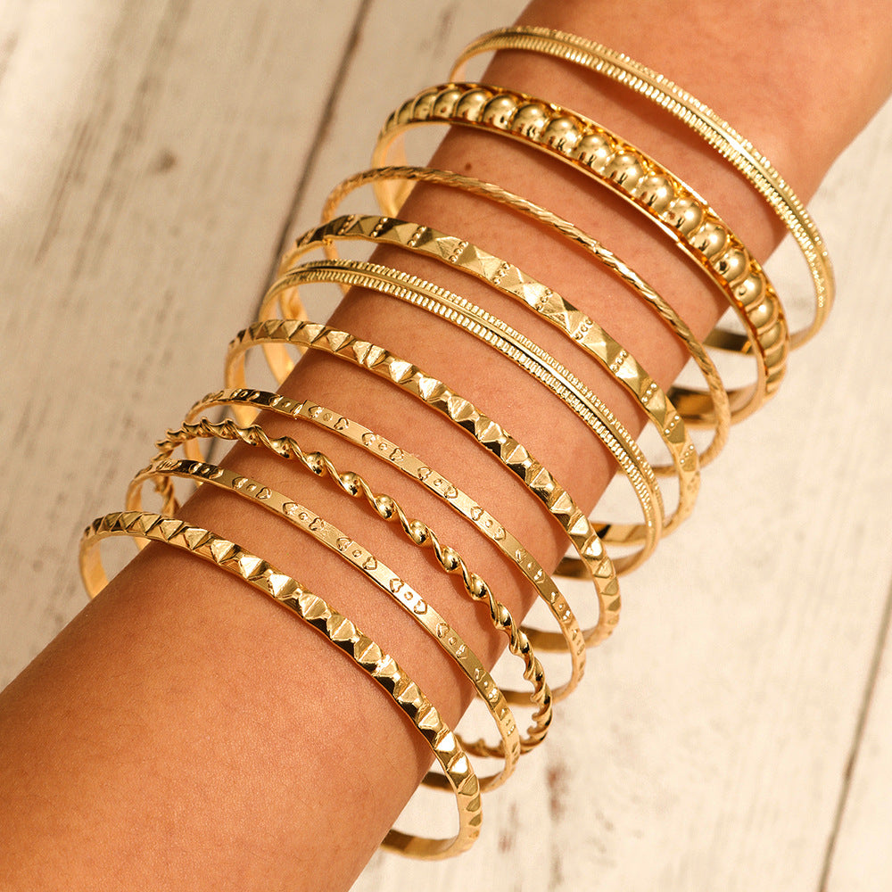 Europe and the United States cross-border stacking Bohemian metal bracelet set retro exaggerated mixing and matching hollow love bracelet jewelry