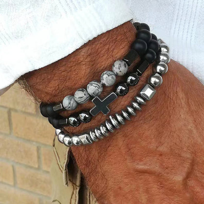 Live hot sale black frosted stone turquoise zircon crown lion head bracelet set creative personalized jewelry accessories