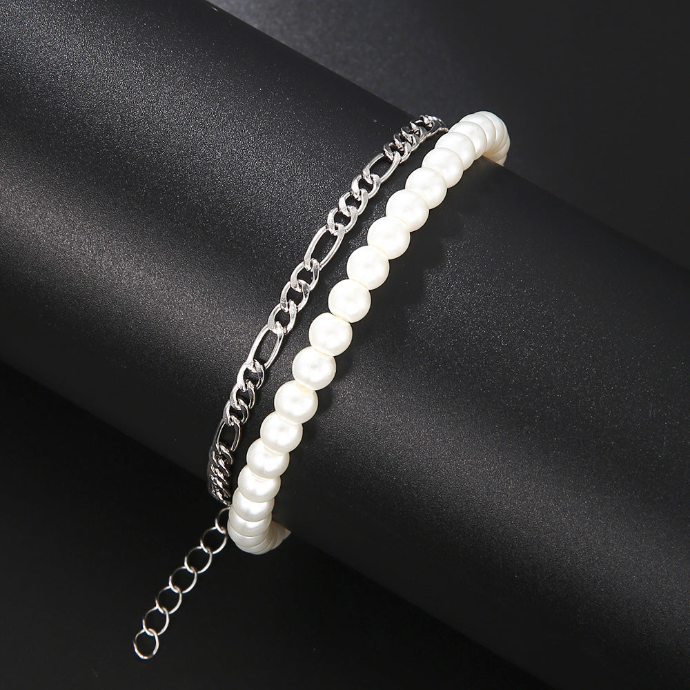 ins wind pearl chain bracelet men's niche temperament beaded bracelet stacked jewelry jewelry couple bracelet