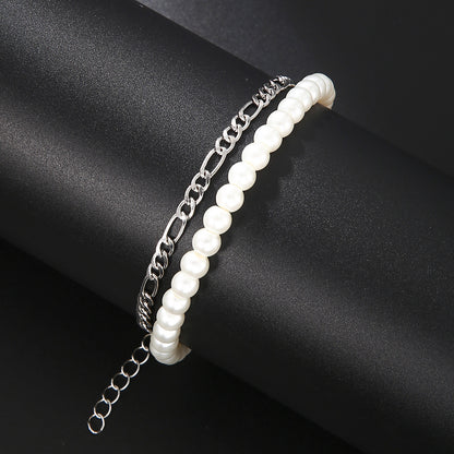 ins wind pearl chain bracelet men's niche temperament beaded bracelet stacked jewelry jewelry couple bracelet
