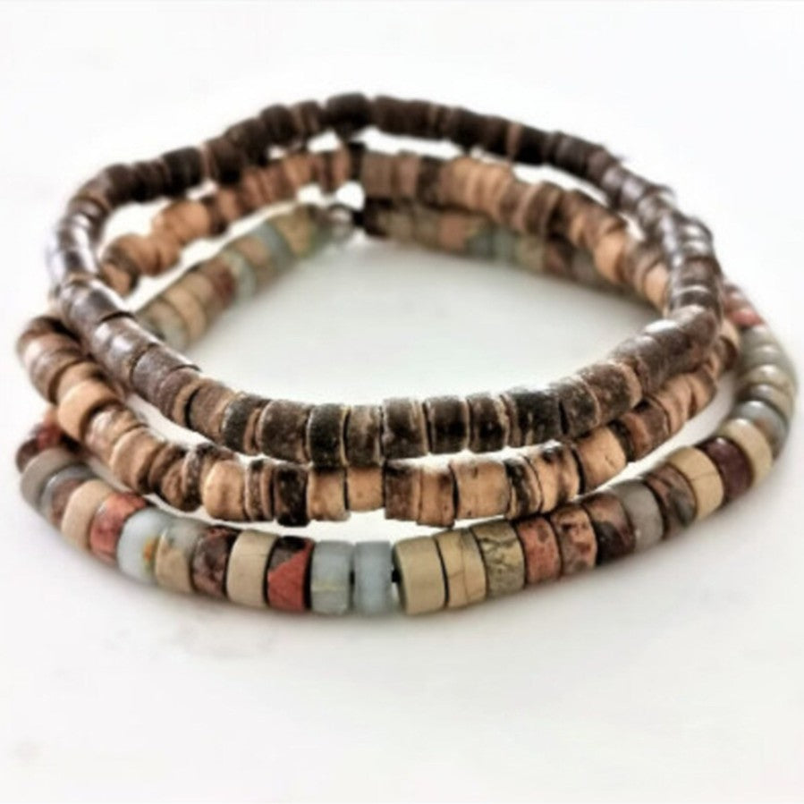 European and American new fashion personalized wooden bead beaded bracelet male trendy hip-hop niche beach wind stacked wearing natural stone bracelet