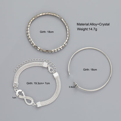 European and American hot-selling Ins women's diamond-encrusted love open bracelet retro simple lucky 8 character infinite bracelet three-piece set
