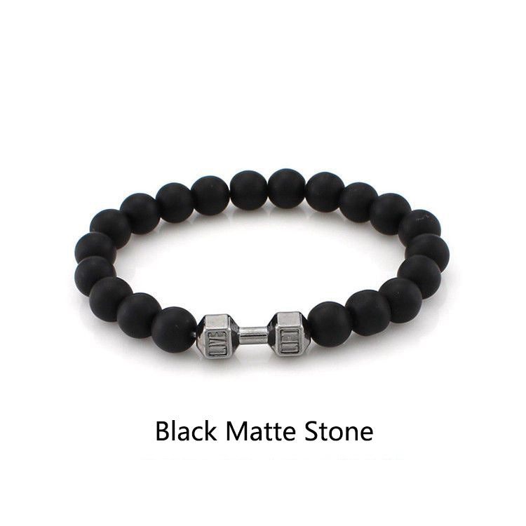 New beaded bracelet, volcanic stone, white turquoise, dumbbell bracelet, European and American accessories, natural stone bracelet, couple bracelet for women