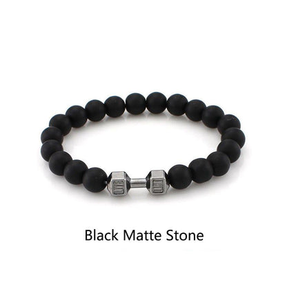 New beaded bracelet, volcanic stone, white turquoise, dumbbell bracelet, European and American accessories, natural stone bracelet, couple bracelet for women