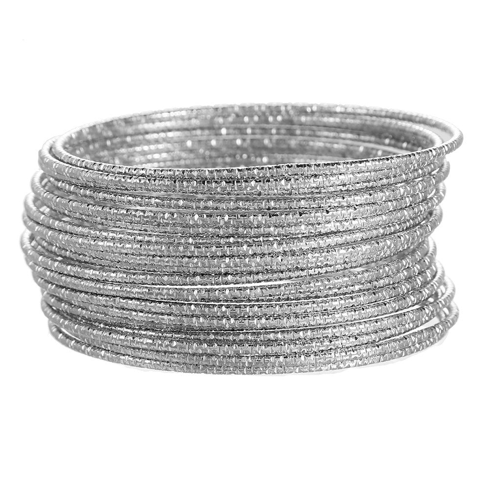 Popular European and American style, personalized fashion, stacked metal bracelet set, women's open bracelet, Amazon supply wholesale