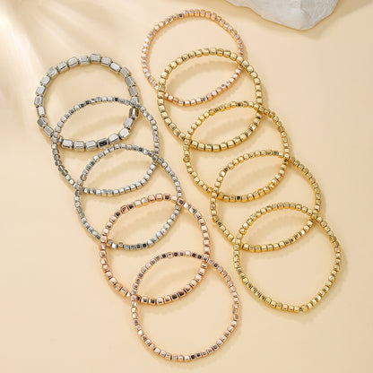 Cross-border hot-selling hand jewelry multi-layer stacked bracelet set Bohemian CCB beaded elastic square bead bracelet.