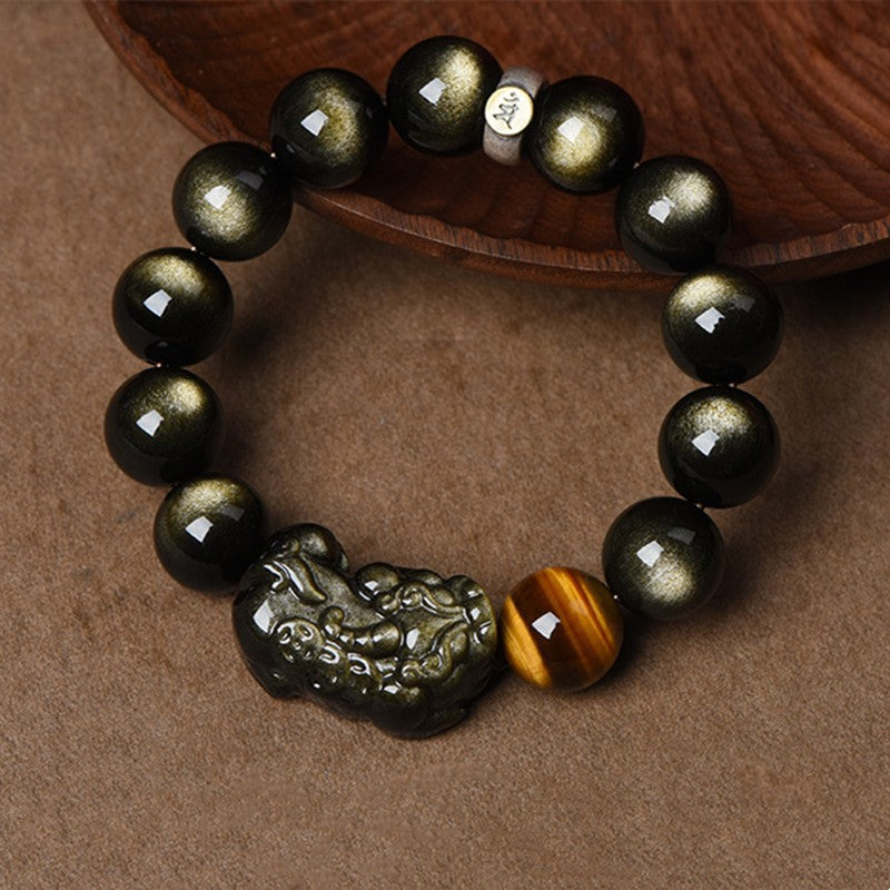 Black Obsidian Pixiu Wealth Bracelet | Chinese Zodiac Guardian