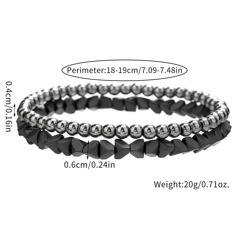 European and American cross-border hand jewelry niche design sense metal wind black gallstone bracelet sweet and cool beaded stacked couple bracelet