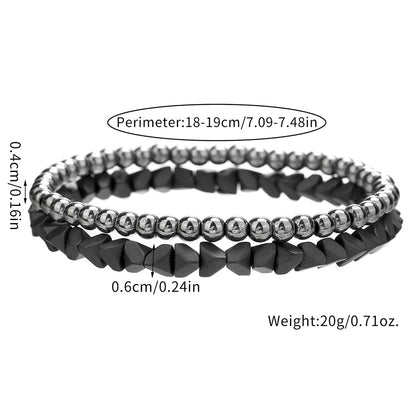 European and American cross-border hand jewelry niche design sense metal wind black gallstone bracelet sweet and cool beaded stacked couple bracelet