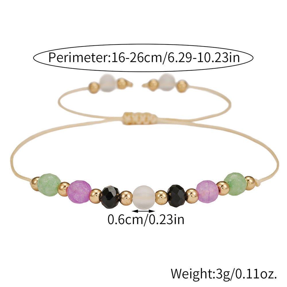 Simple Crystal Pearl Girlfriend Bracelet Bohemian Rainbow Rice Beads Beaded Cross Love Friendship Bracelet