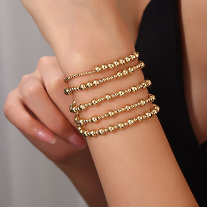 Amazon hot-selling simple set bracelet copper beads multi-layer stacked bracelet pearl bracelet women's hand jewelry wholesale