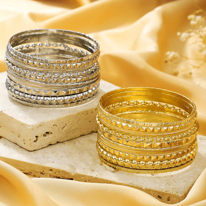 Europe and the United States cross-border stacking Bohemian metal bracelet set retro exaggerated mixing and matching hollow love bracelet jewelry