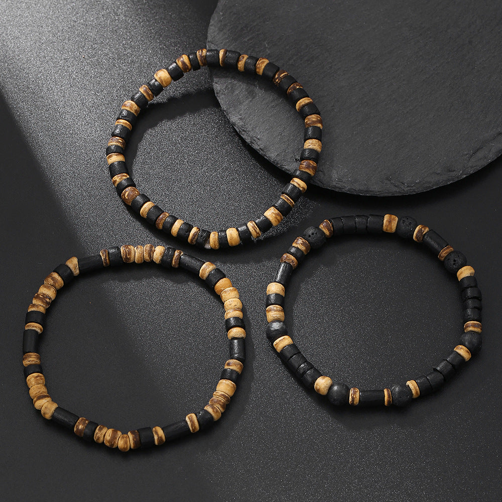 Retro European and American Diamond Bodhi Bracelet Men's Festival Gaosheng Wood Bead Buddha Bead Bracelet Mori Ethnic Style Bracelet Set