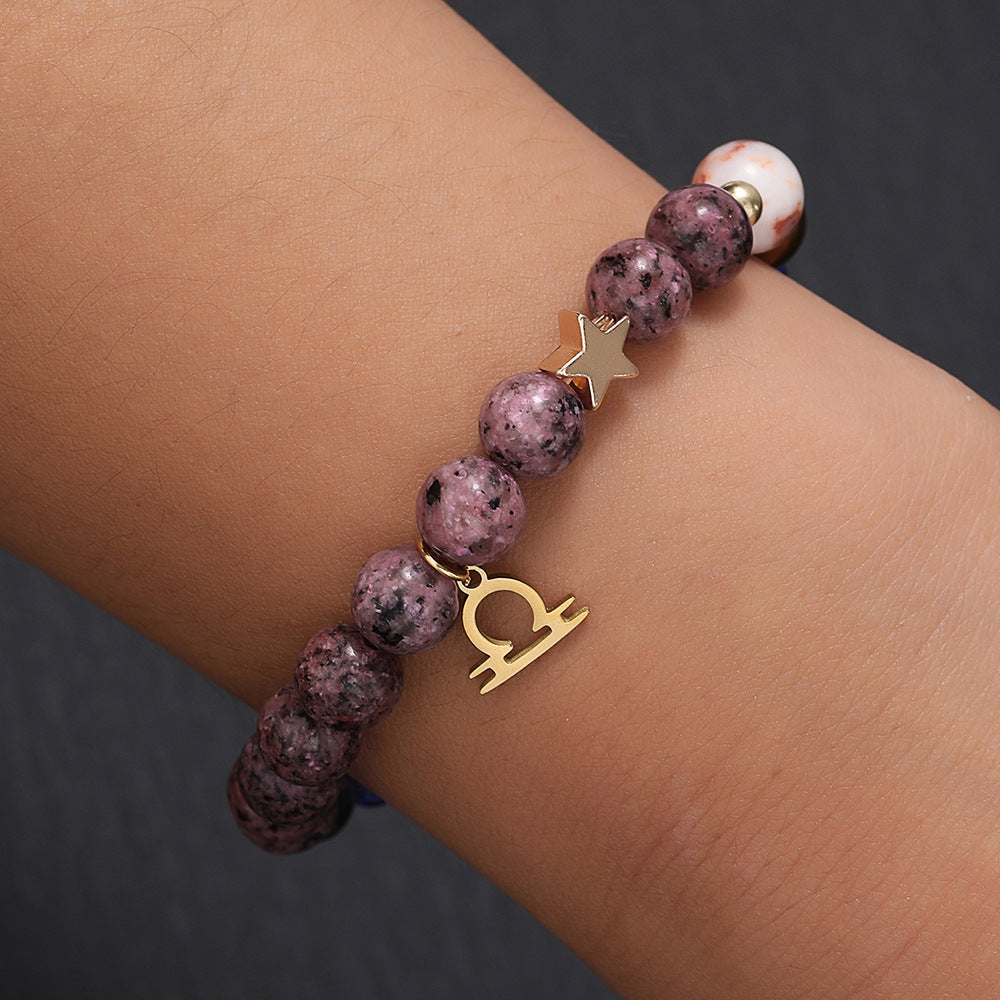 12 Zodiac Signs Natural Crystal Bracelet | Free Red String Bracelet Gift