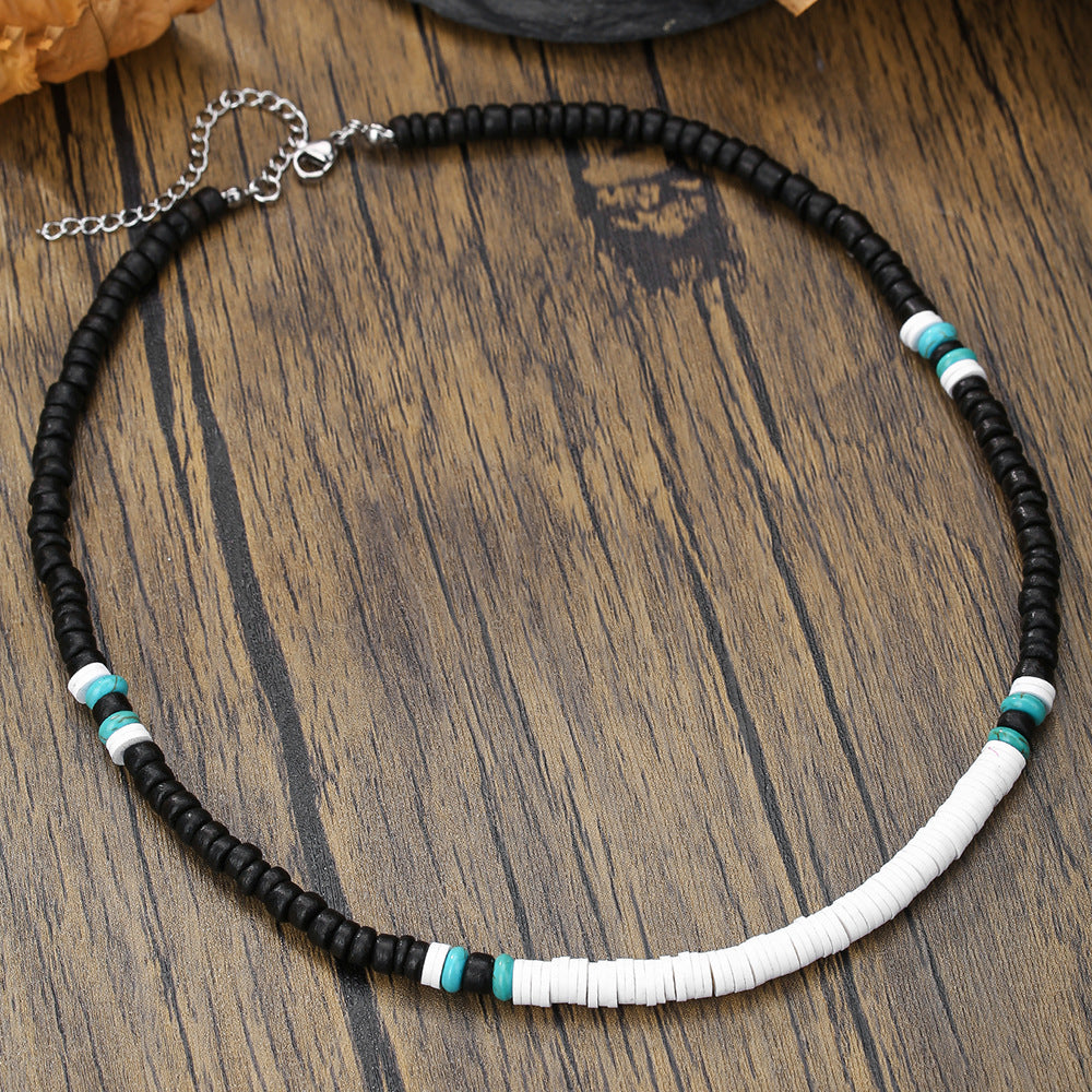 Natural Wood & Coconut Shell Necklace | Bohemian Surf Tribal Jewelry