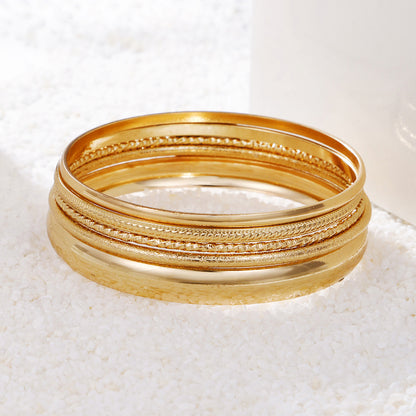 Popular European and American style, personalized fashion, stacked metal bracelet set, women's open bracelet, Amazon supply wholesale