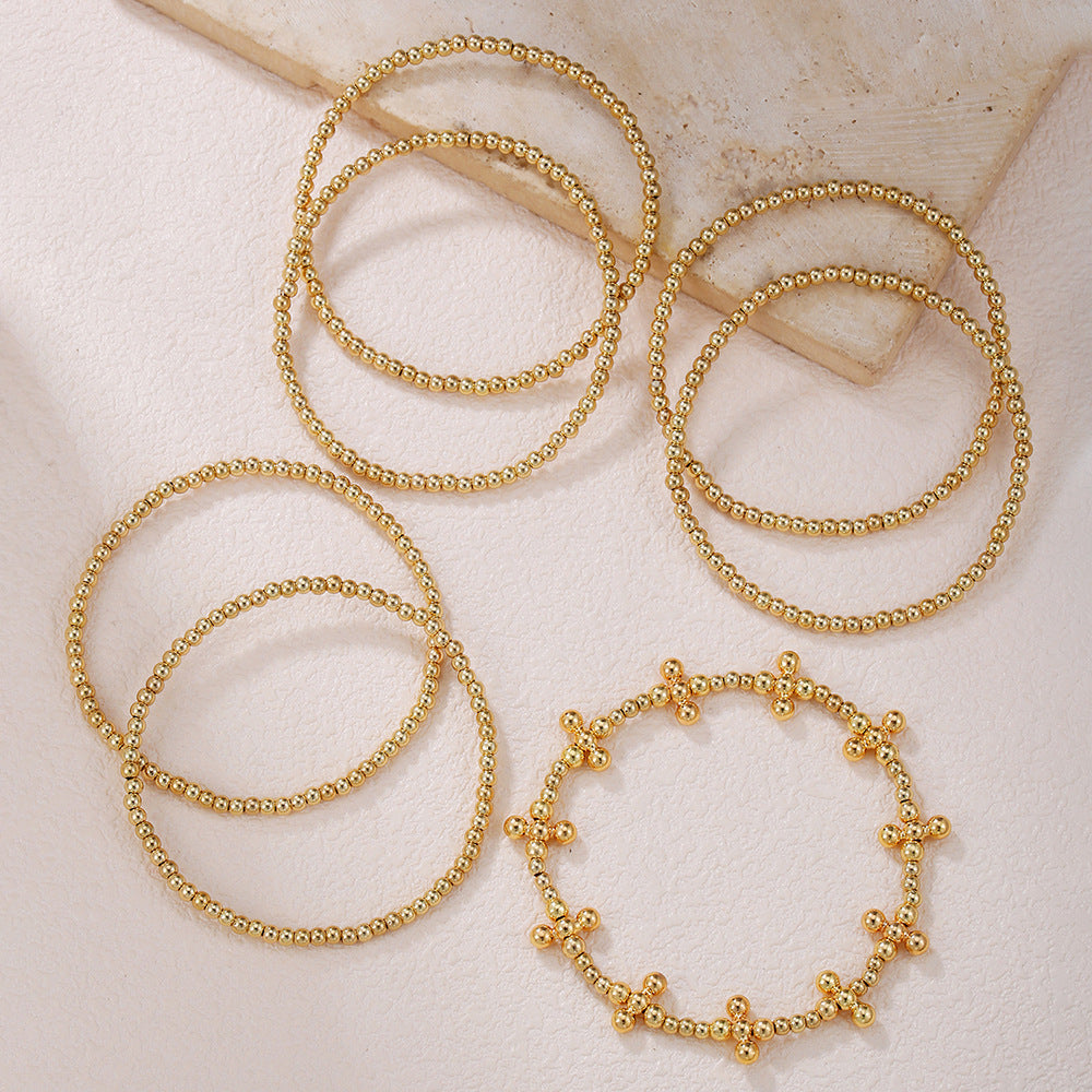 Cross-border new fashion OL style CCB bracelet seven-piece set Bohemian multi-layer stacked elastic cross bracelet