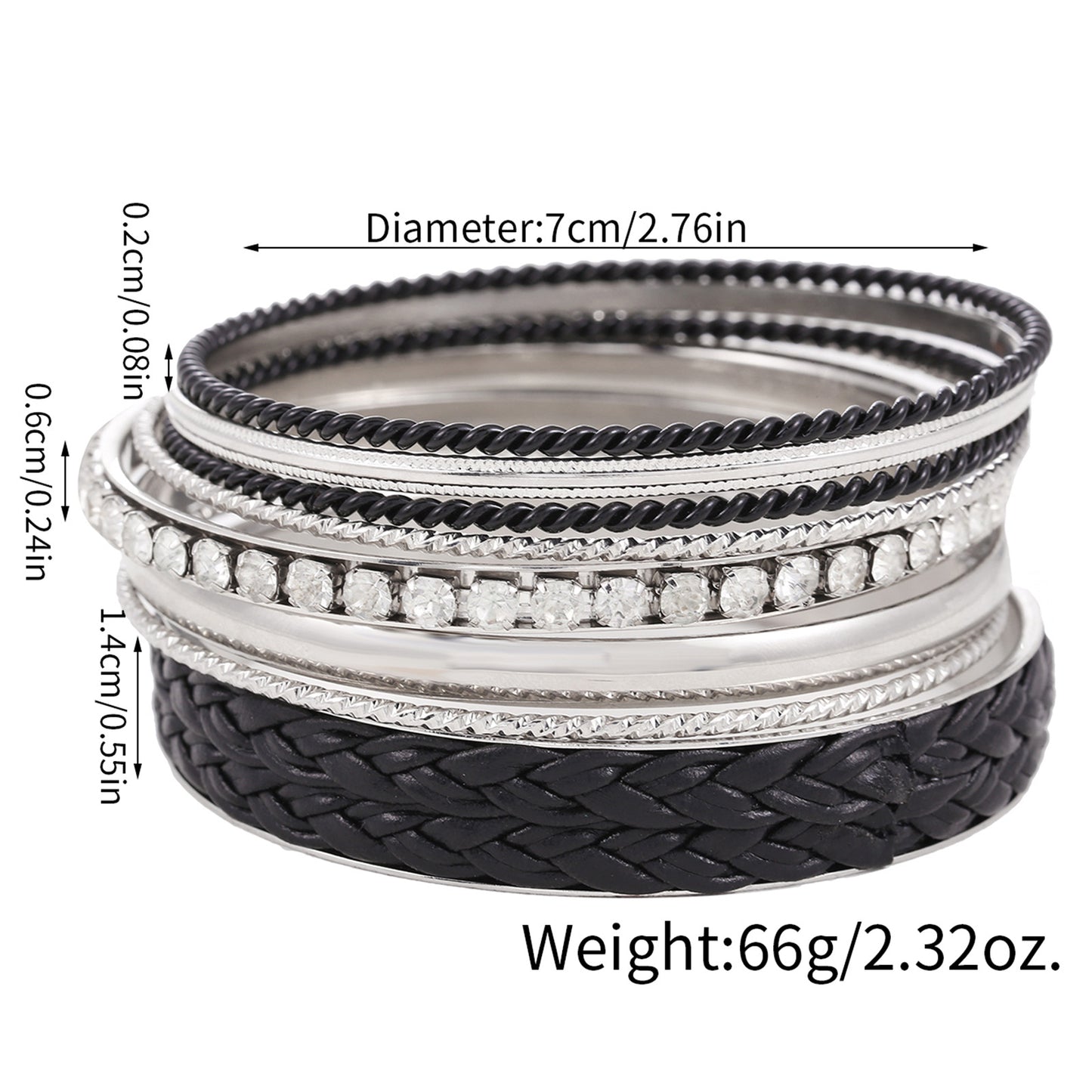European and American Internet celebrity style retro bracelet set Bohemian style multi-layer simple diamond-encrusted leather bracelet combination set
