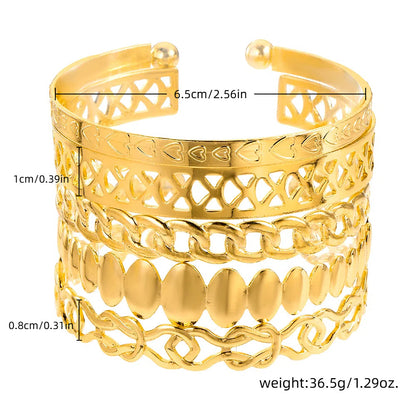 Cross-border hot-selling metal opening bracelet set fashionable mix and match hollow love wheat ear chain stacking bracelet bracelet bracelet