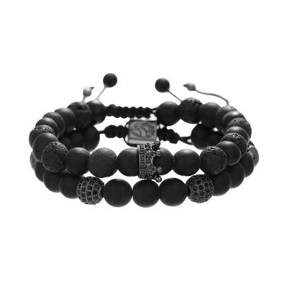 Men's boys exclusive northskull black agate skull bracelet black gallstone crown beaded bracelet combination