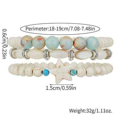 Vacation wind bohemian shell bracelet ins niche men stacked with regal stone turquoise pentagram bracelet