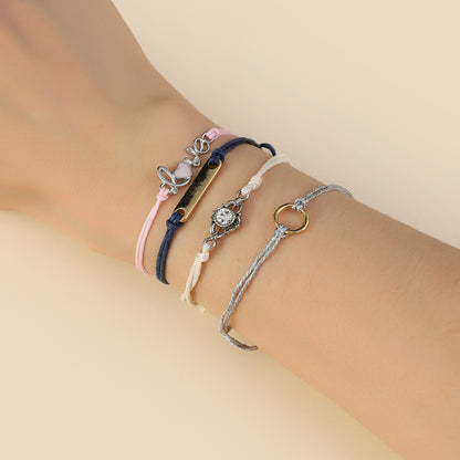 European and American cross-border bracelet jewelry LOVE bracelet set, a set of 4 women's personalized fashion diamond-encrusted bracelet set