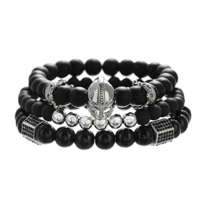 Men's boys exclusive northskull black agate skull bracelet black gallstone crown beaded bracelet combination
