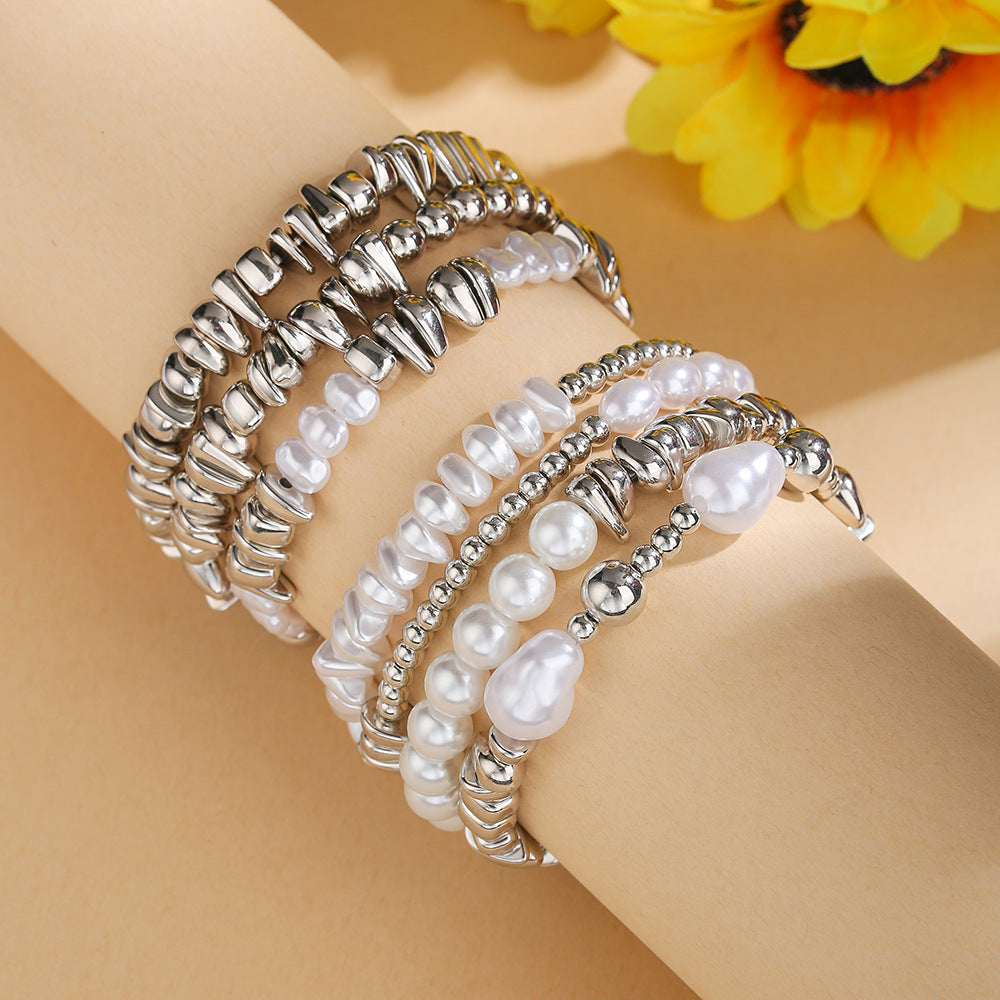 European and American cross-border hand jewelry ins wind irregular beaded crystal jewelry baroque special-shaped imitation pearl jewelry women