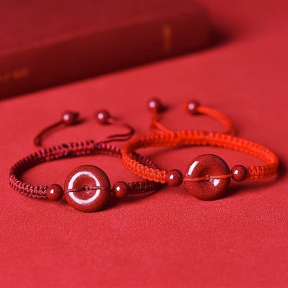 Cinnabar Red String Peace Buckle Bracelet