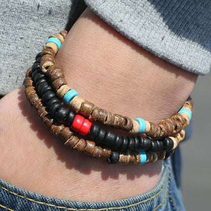 Cross-border new products Bohemian coconut shell turquoise beaded elastic bracelet combination stacked beaded bracelet bracelet men
