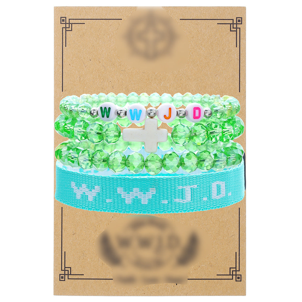 Cross-border hot-selling WWJD cross bracelet bracelet, natural stone unisex charm, faith, friendship, soft ceramic bracelet