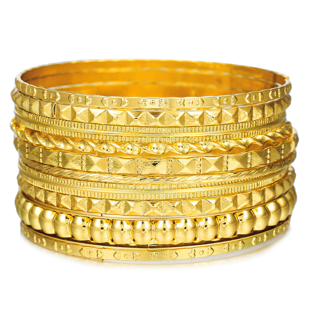Europe and the United States cross-border stacking Bohemian metal bracelet set retro exaggerated mixing and matching hollow love bracelet jewelry